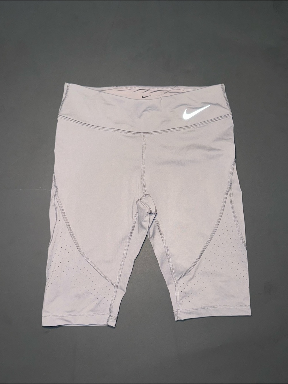Nike Women’s Grey Mid-Rise Bike Shorts with Reflective Swoosh